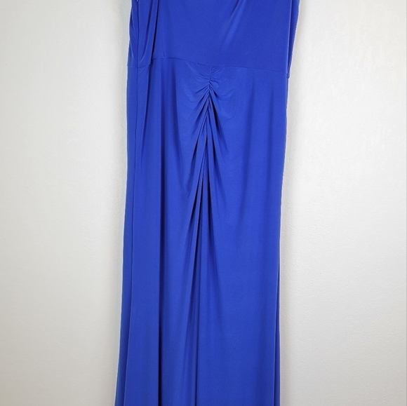 Adrianna Papell Embellished One Shoulder Jersey Cocktail Dress BrilliantSapphire - Picture 11 of 16